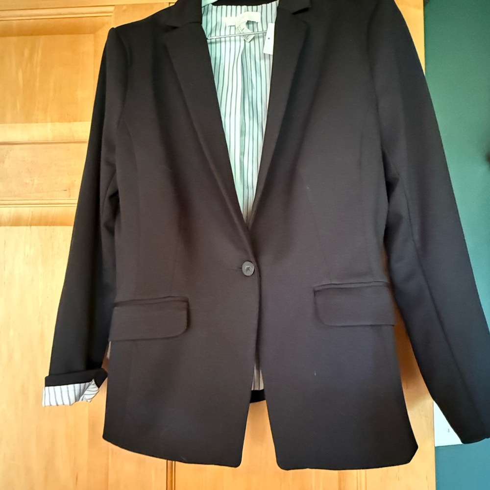 H&M Black Jacket with Striped Interior